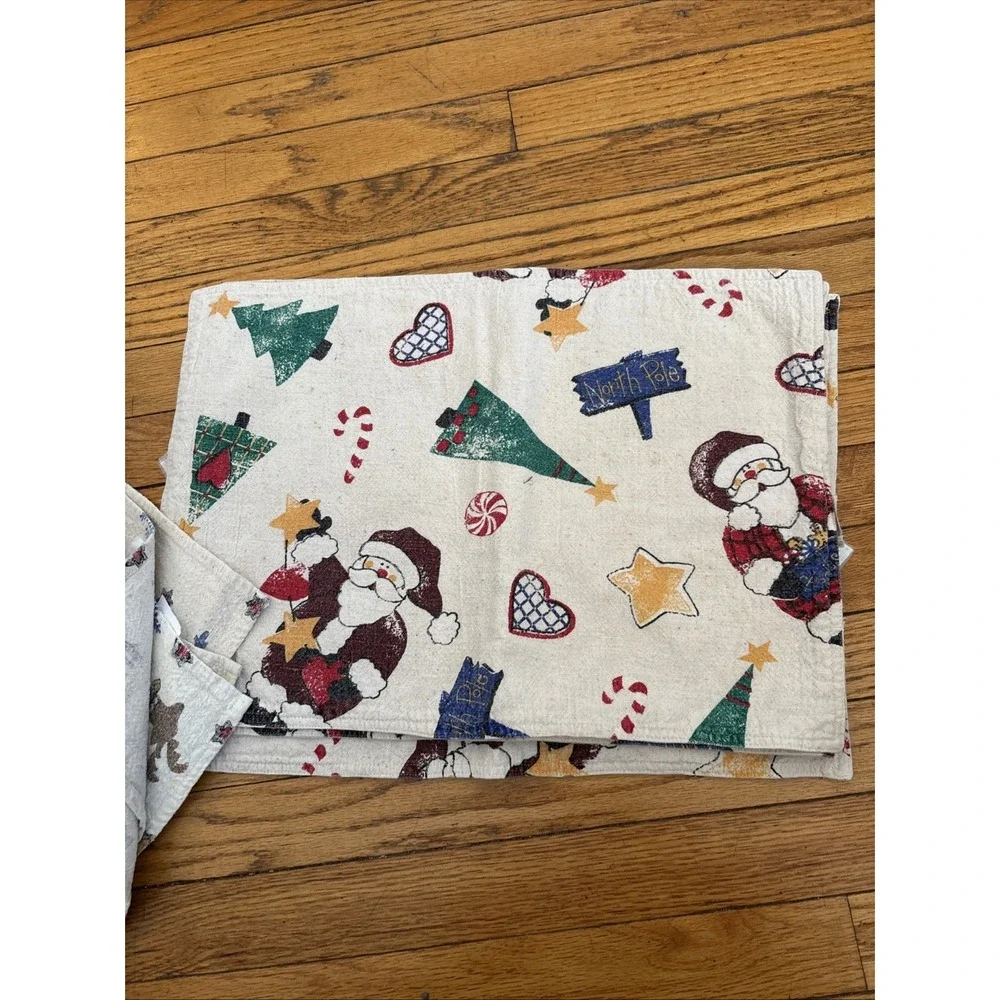 Jarbara Rustic 4 Place Mats & 4 Napkins Christmas Theme Cotton India